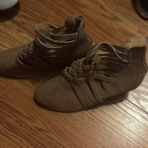 Strappy Tan Ankle Boots